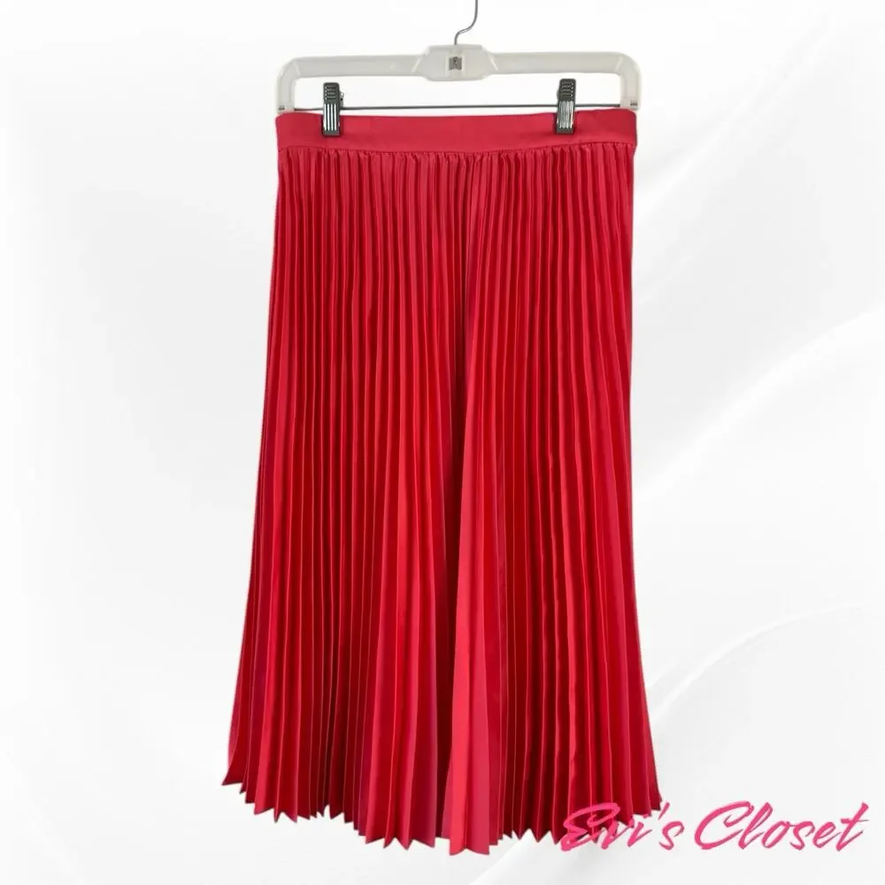 J.Crew Factory Women’s Pleated Petite Midi Skirt Guava Size PM NWT